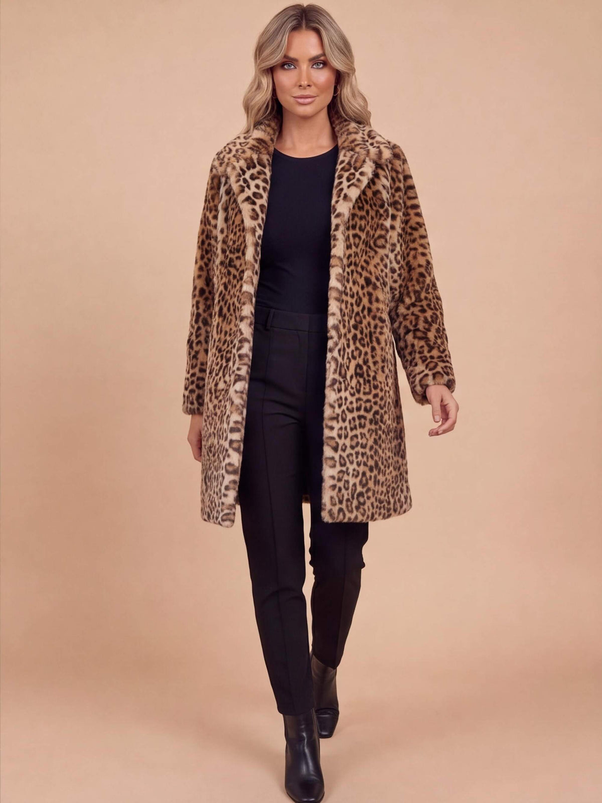 Women’s Leopard Print Faux Fur Coat