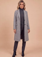 Women’s Long Tailored Button-Up Coat with Lapels