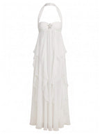 Women’s Chiffon Halter Maxi Dress – Romantic Layered Silhouette