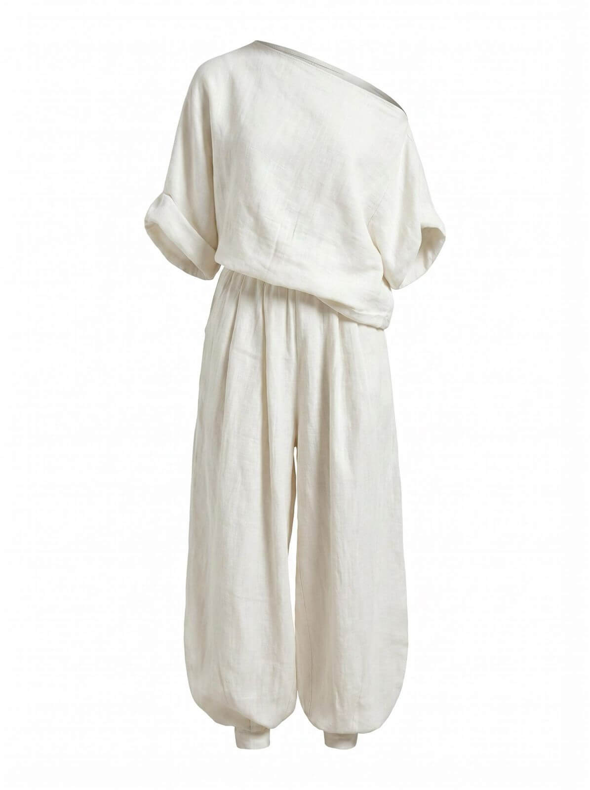 Women’s One-Shoulder Top and Tapered Trouser Set