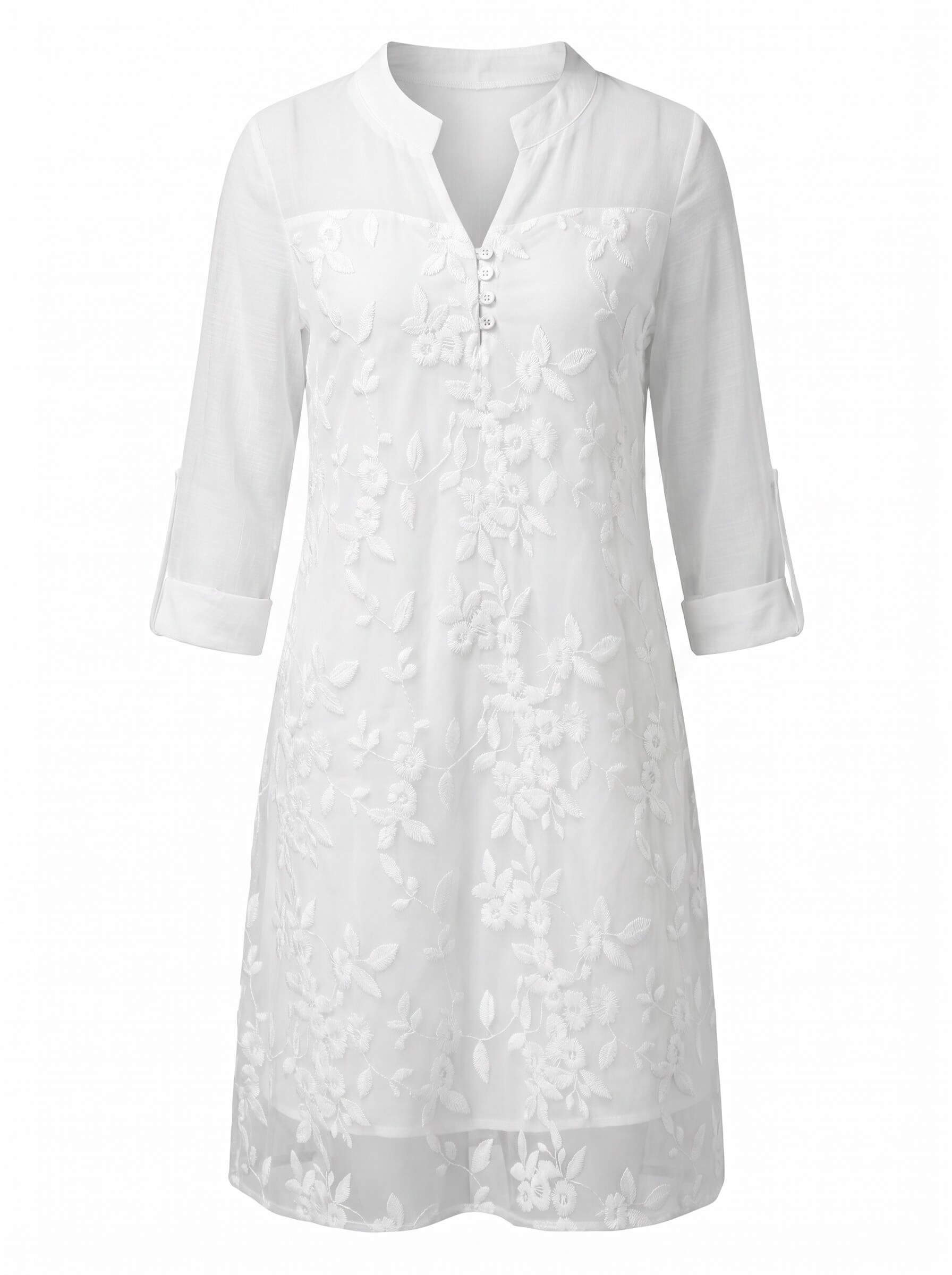 Women’s Embroidered Sheer Hem Mini Dress