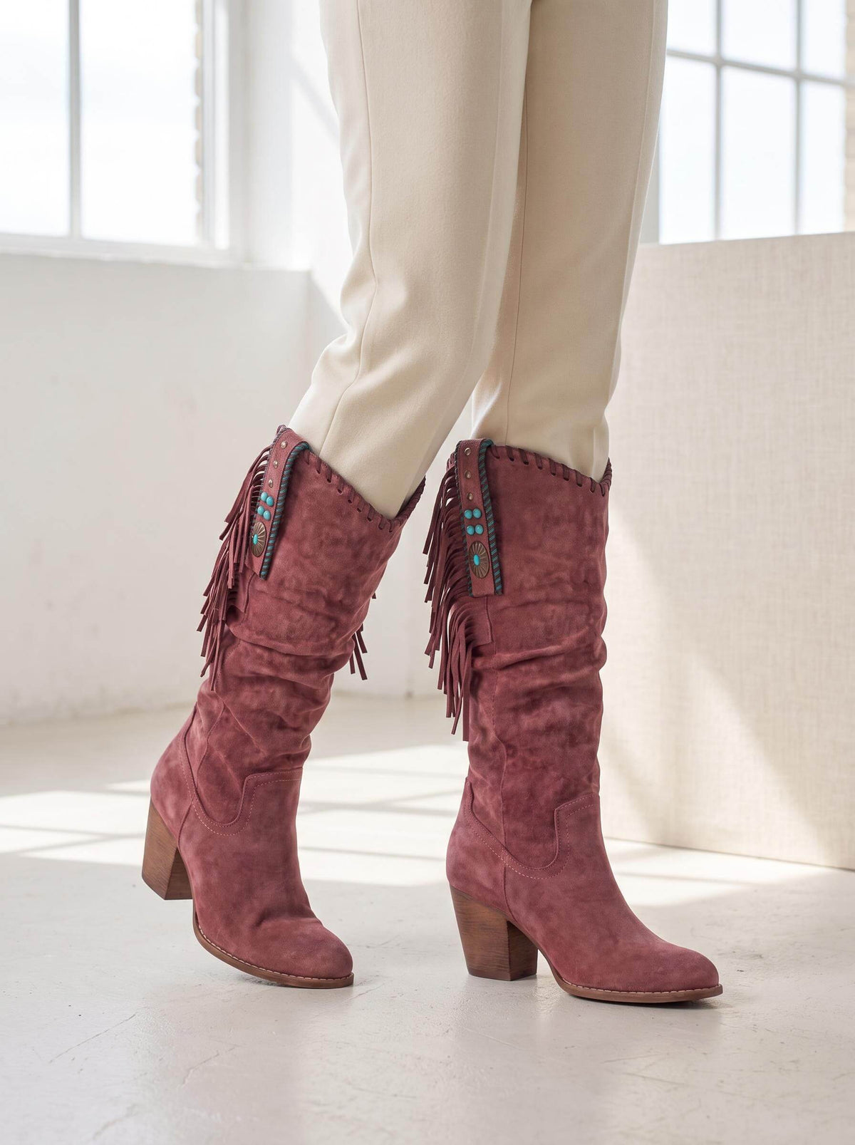 Women’s Fringe Mid-Calf Western Boots