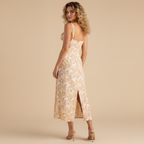 Elegant Floral Corset Midi Dress – Feminine & Flattering