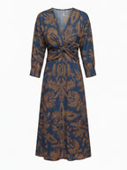 Women’s Dress – Printed Twist-Front Maxi Dress