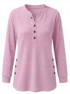 Women’s Ribbed Button Detail Long Sleeve Top