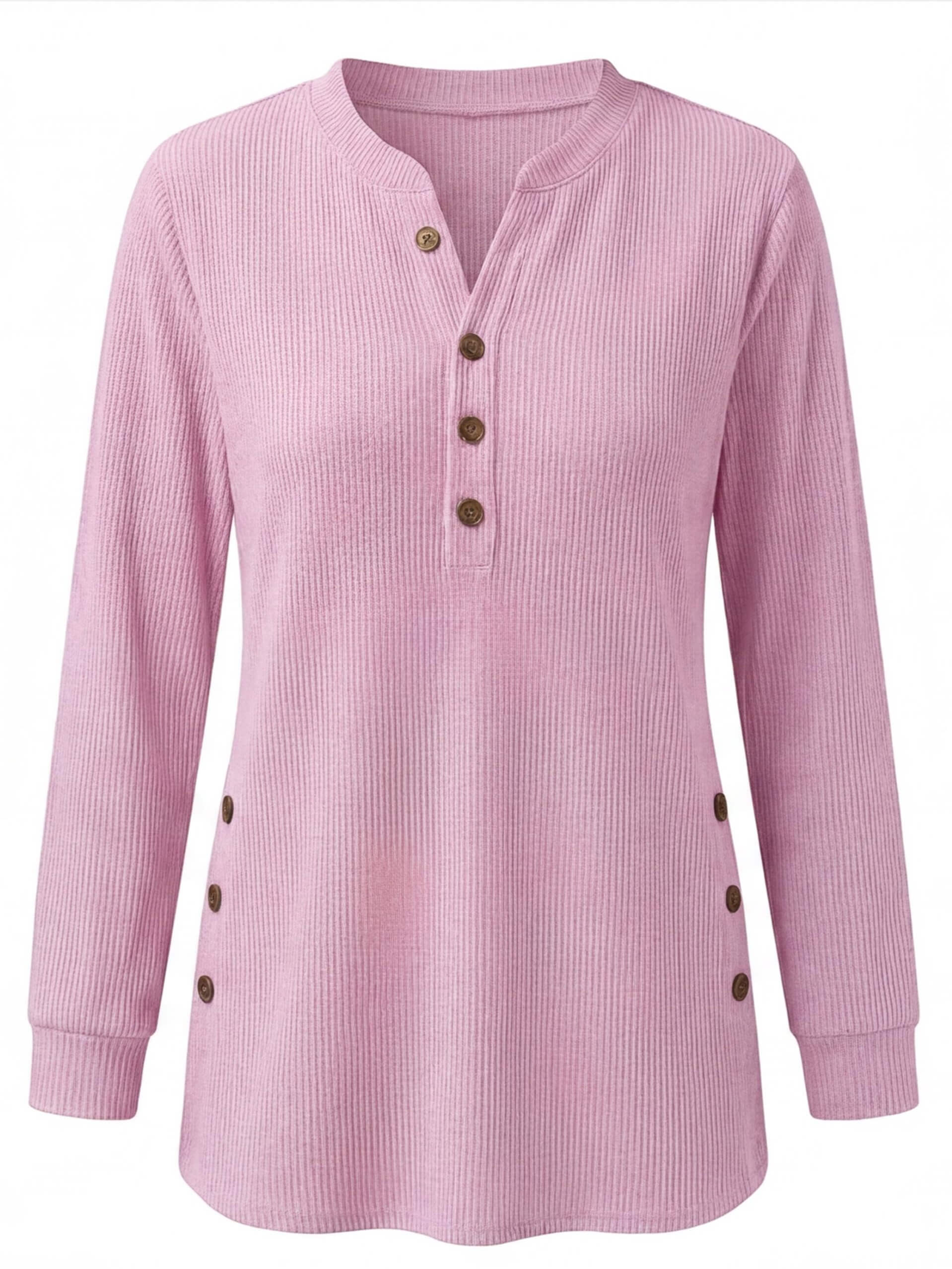 Women’s Ribbed Button Detail Long Sleeve Top