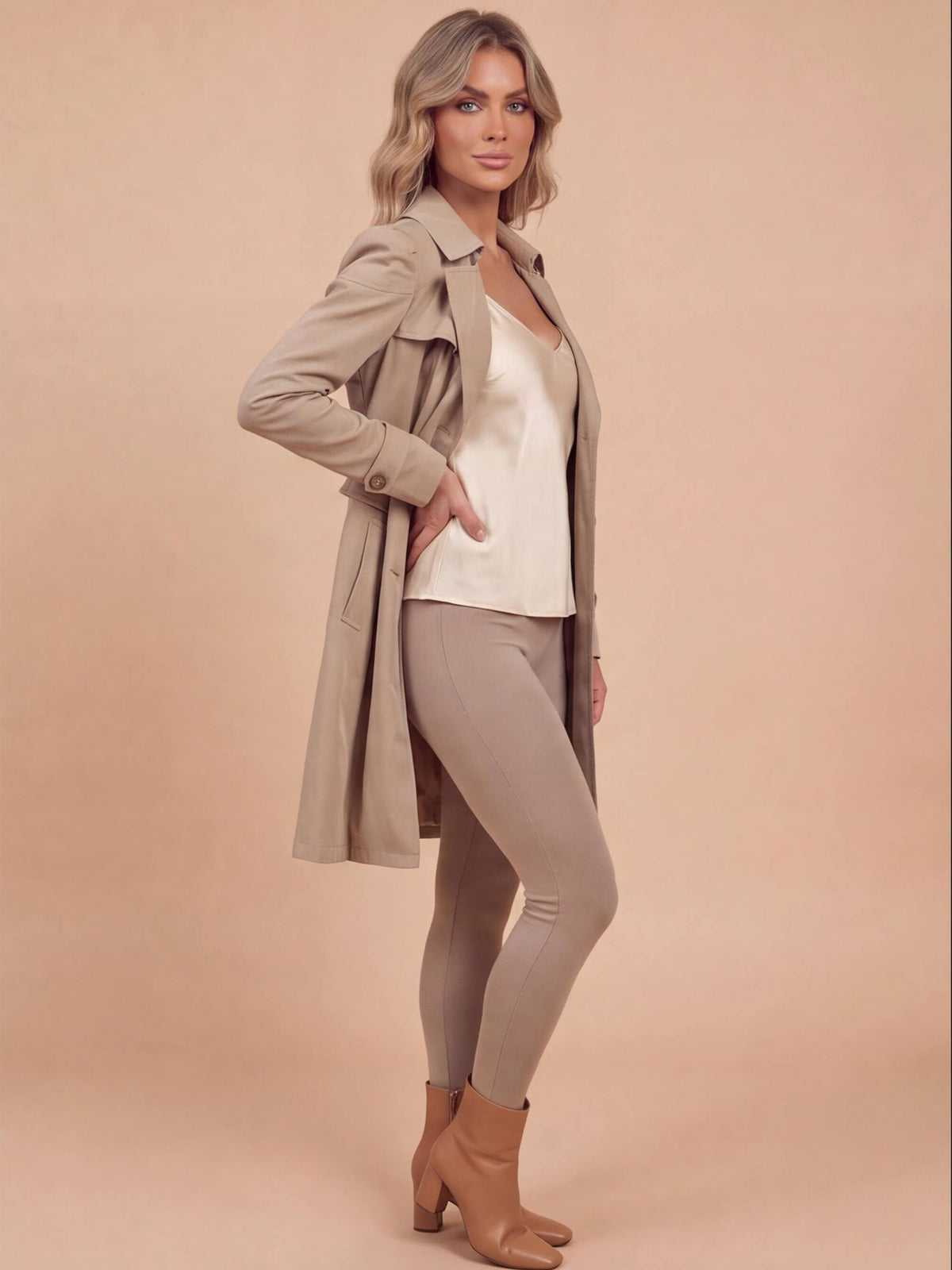 Women’s Double-Breasted Trench Coat with Wide Lapels