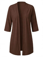 Women’s Stretch Knit Cardigan – Three-Quarter Sleeves & Elegant Everyday Comfort