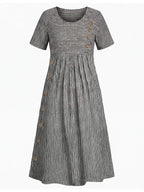 Women’s Striped Midi Dress with Button Detail
