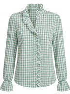 Women’s checked blouse with ruffled details