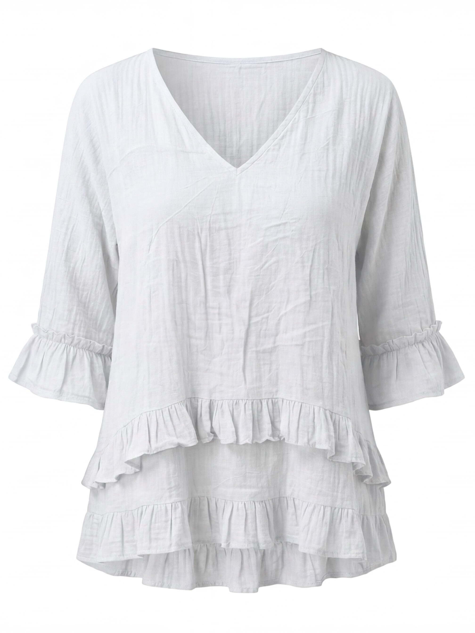 Women’s V-Neck Ruffle Hem Blouse