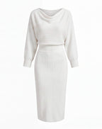 Draped Midi Dress with Cowl Neckline