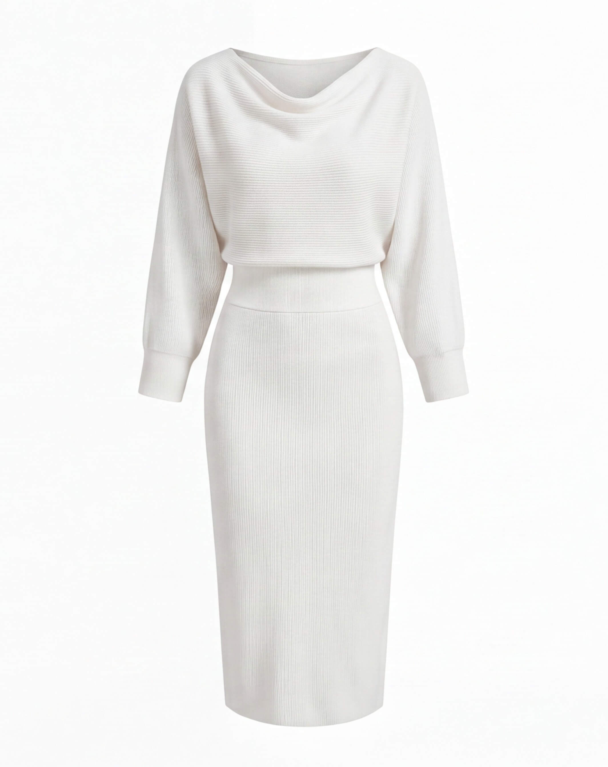 Draped Midi Dress with Cowl Neckline