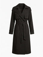 Women’s Long Trench Coat – Belted Waist & Water-Repellent Finish