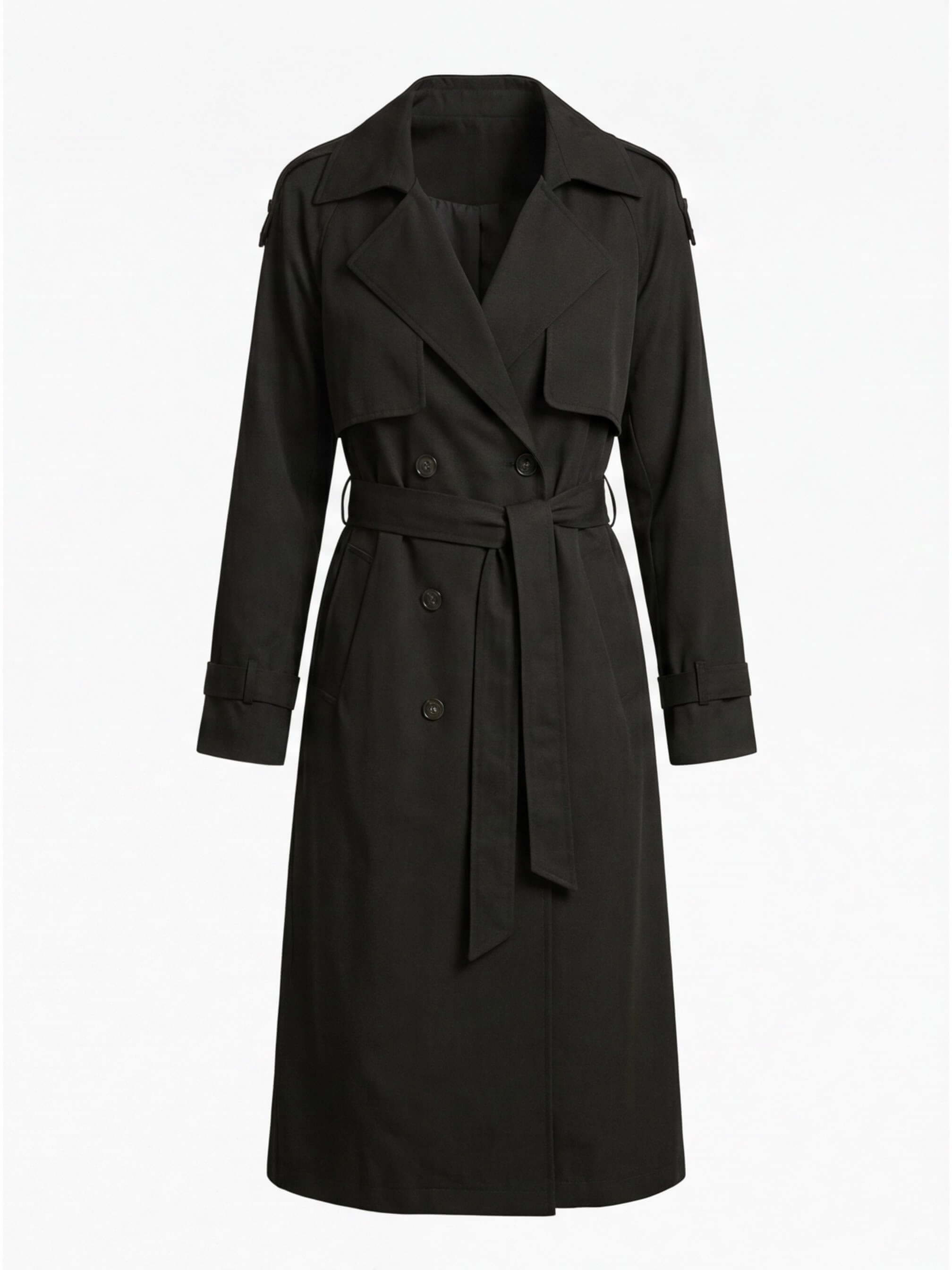 Women’s Long Trench Coat – Belted Waist & Water-Repellent Finish