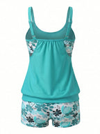 Women’s Floral Tankini Boyshort Bikini Set