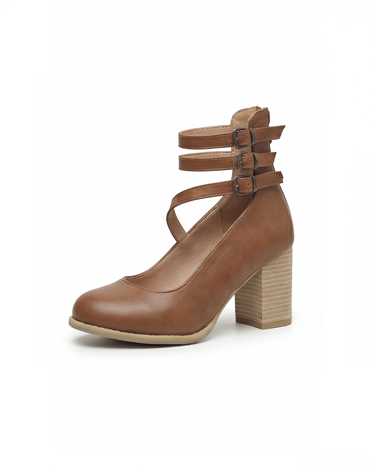 Women’s Block Heel Pumps with Triple-Strap