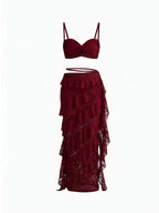 Women’s Twist Top and Lace-Look Maxi Skirt Set
