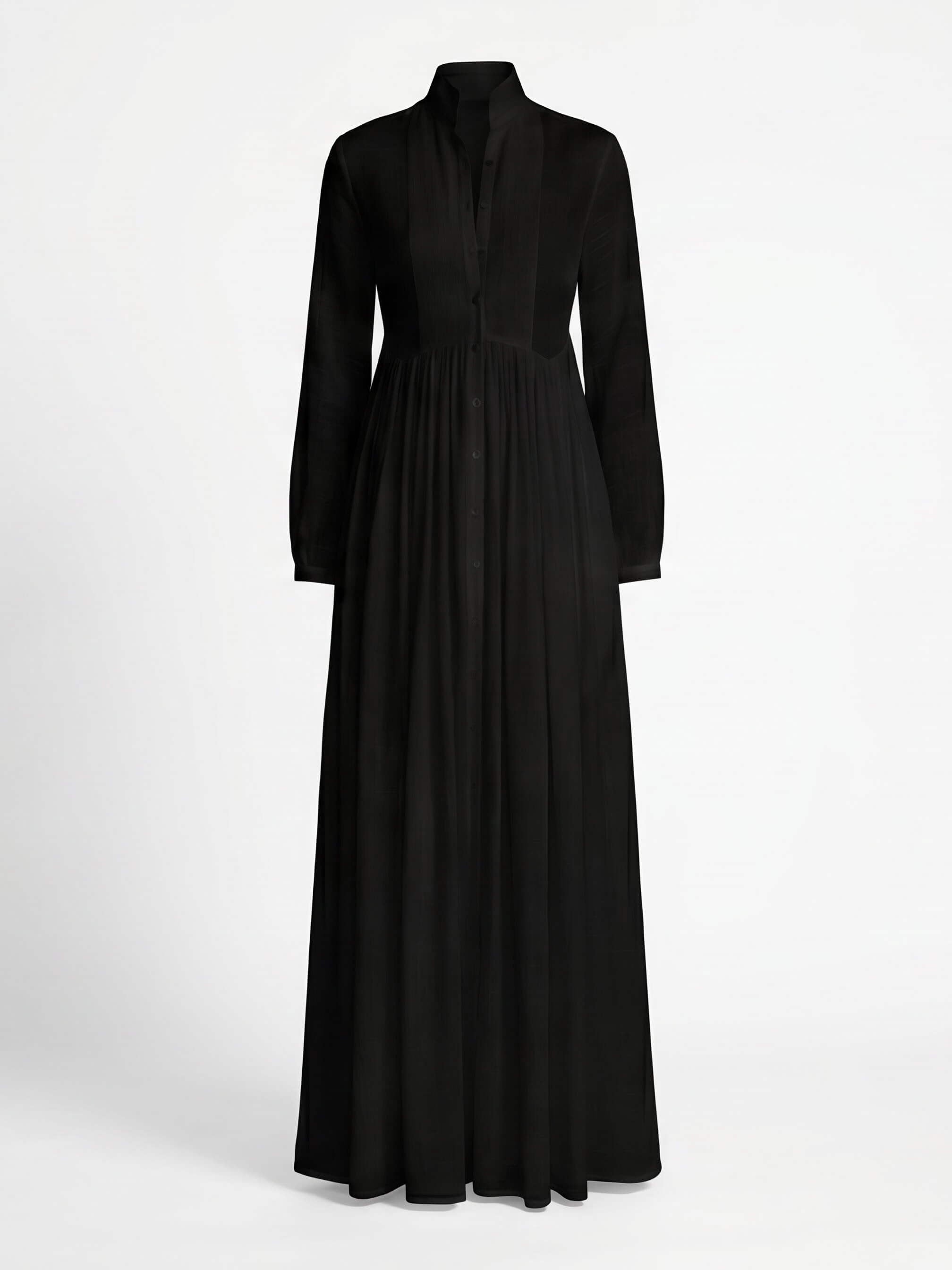 Women’s Button Front Pleated Maxi Shirt Dress