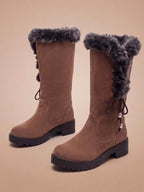 Women’s Knee-High Faux Fur Trim Boots