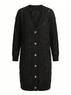 Women’s Elegant Textured Knit Cardigan – Soft V-Neck & Relaxed Spring Comfort