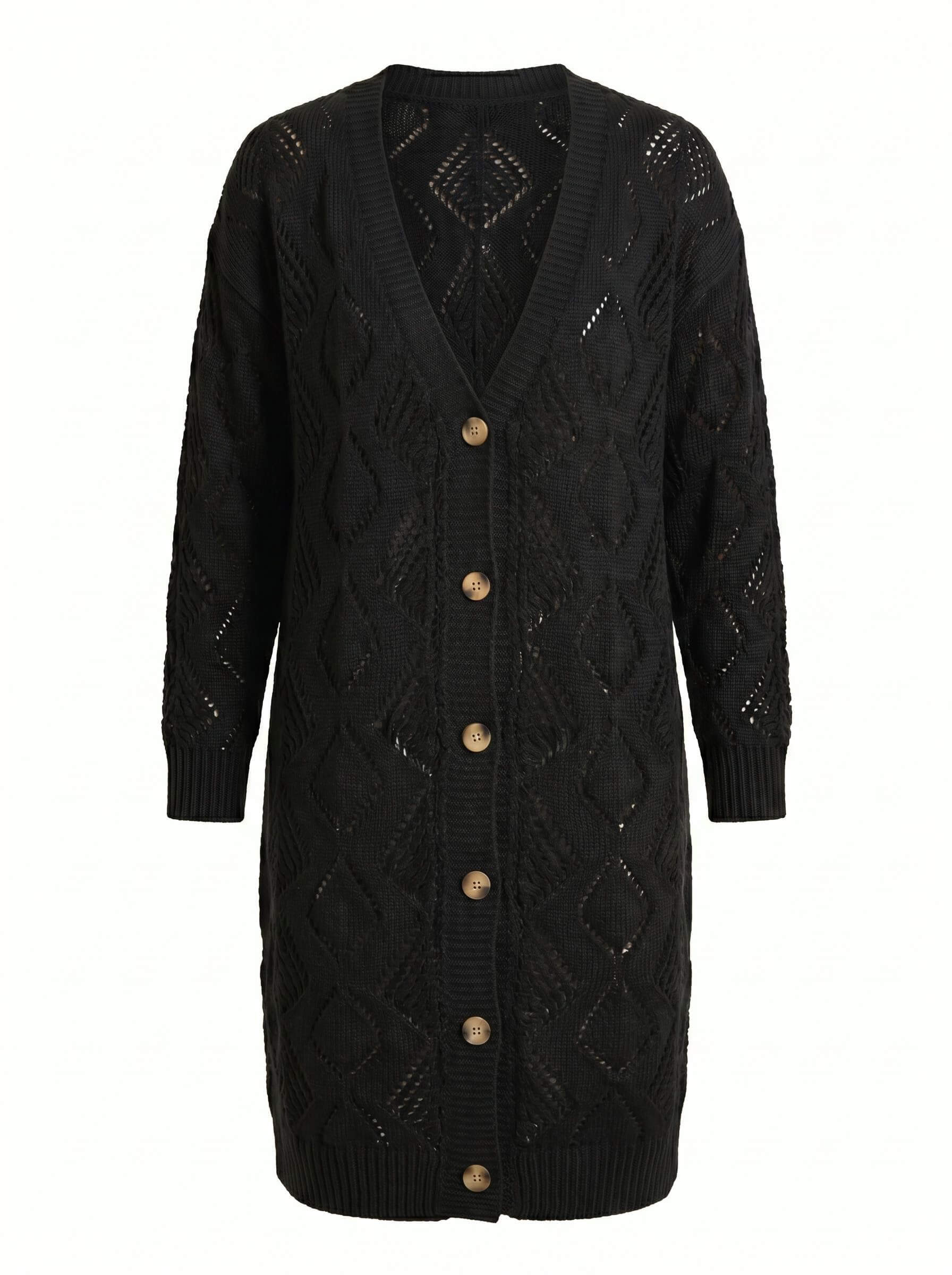 Women’s Elegant Textured Knit Cardigan – Soft V-Neck & Relaxed Spring Comfort