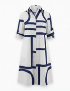 Women’s Dress – Geometric Print Shirt Dress