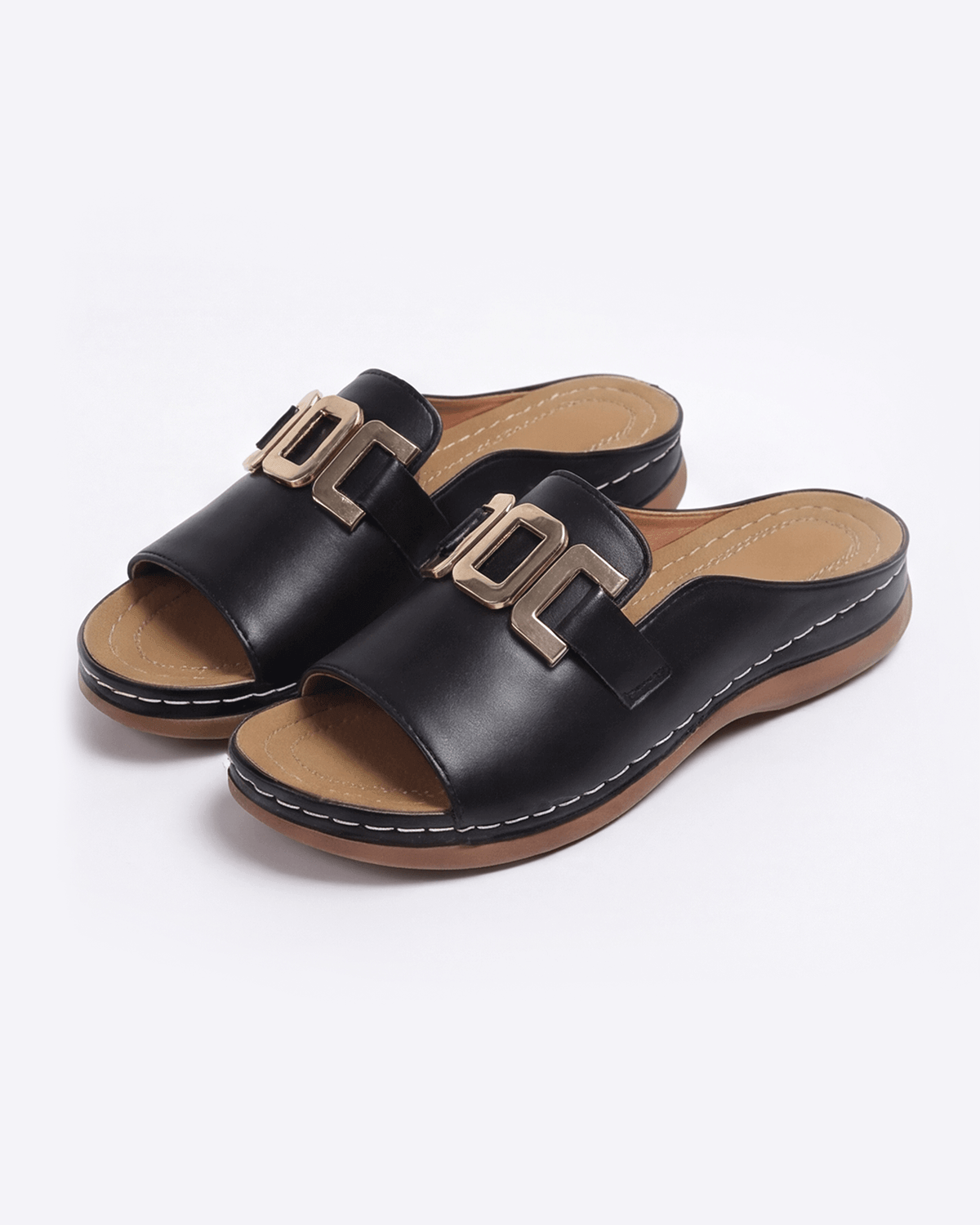 Women’s Gold Chain Detail Slide Sandals