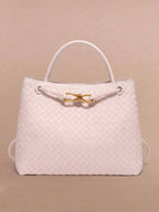 Women’s Woven Handbag with Braided Handle Detail