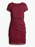 Women’s Elegant Chiffon Layered Dress – Round Neck