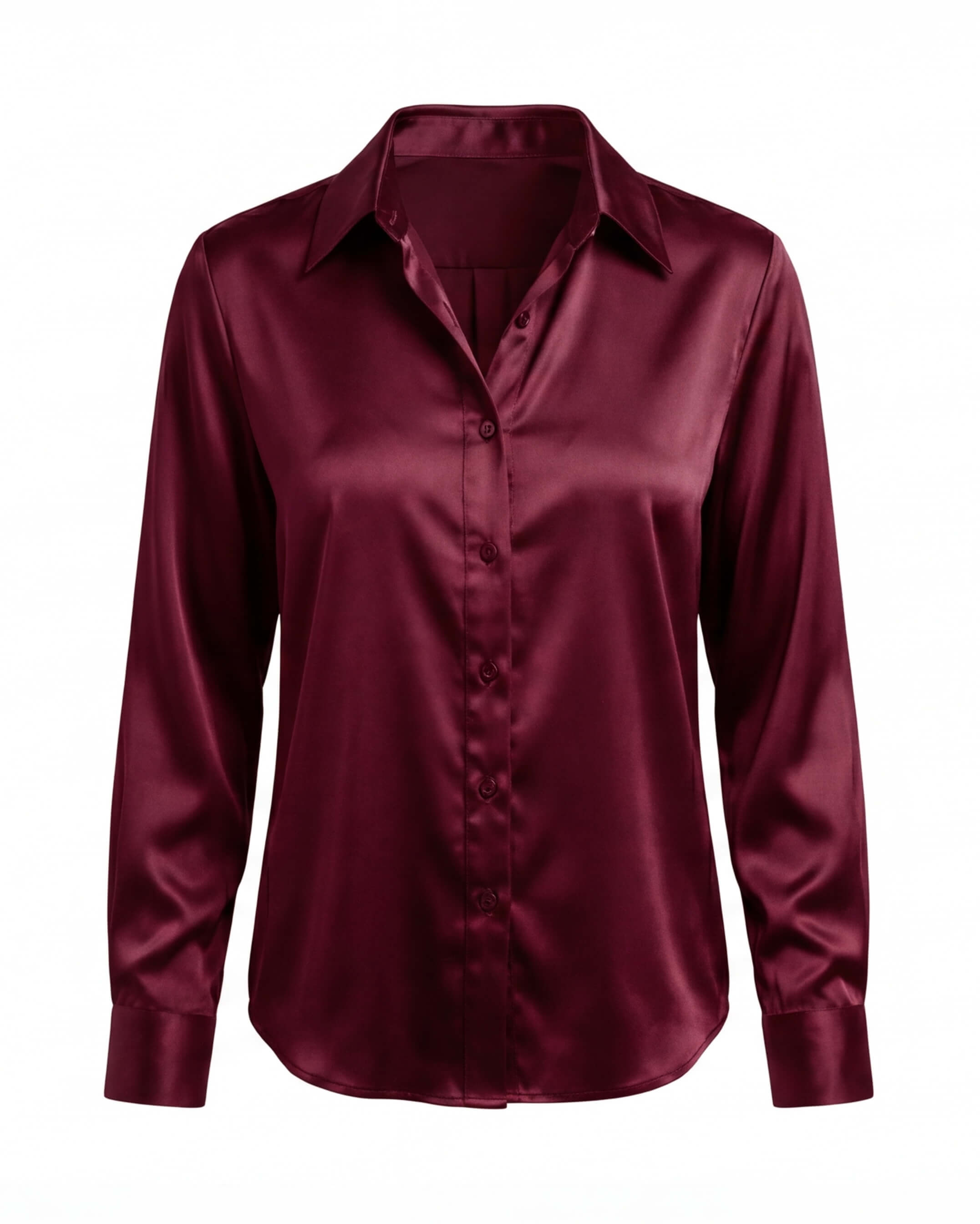 Satin Button Blouse with Lapel Collar