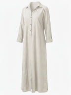 Women’s Collared Front Slit Maxi Shirt Dress