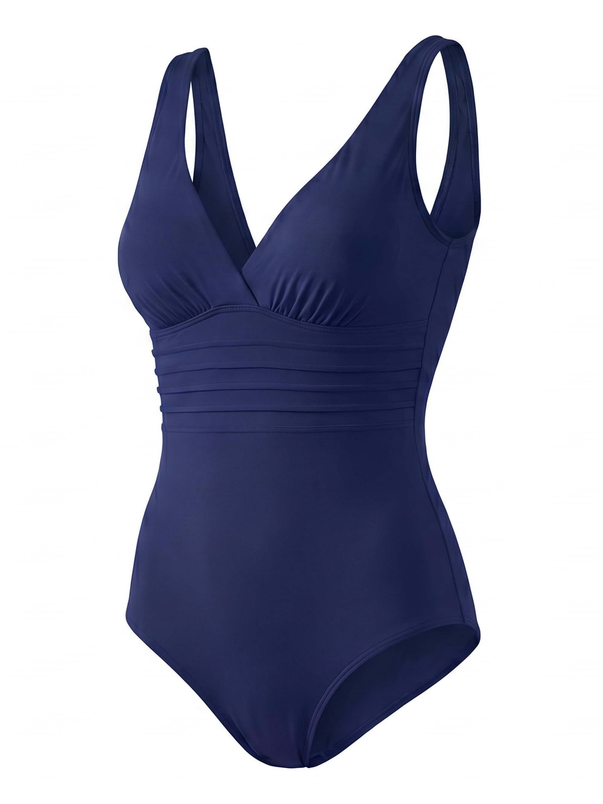 Women’s Ruched V-Neck One-Piece Swimsuit