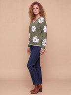 Women’s Floral V-Neck Knit Sweater