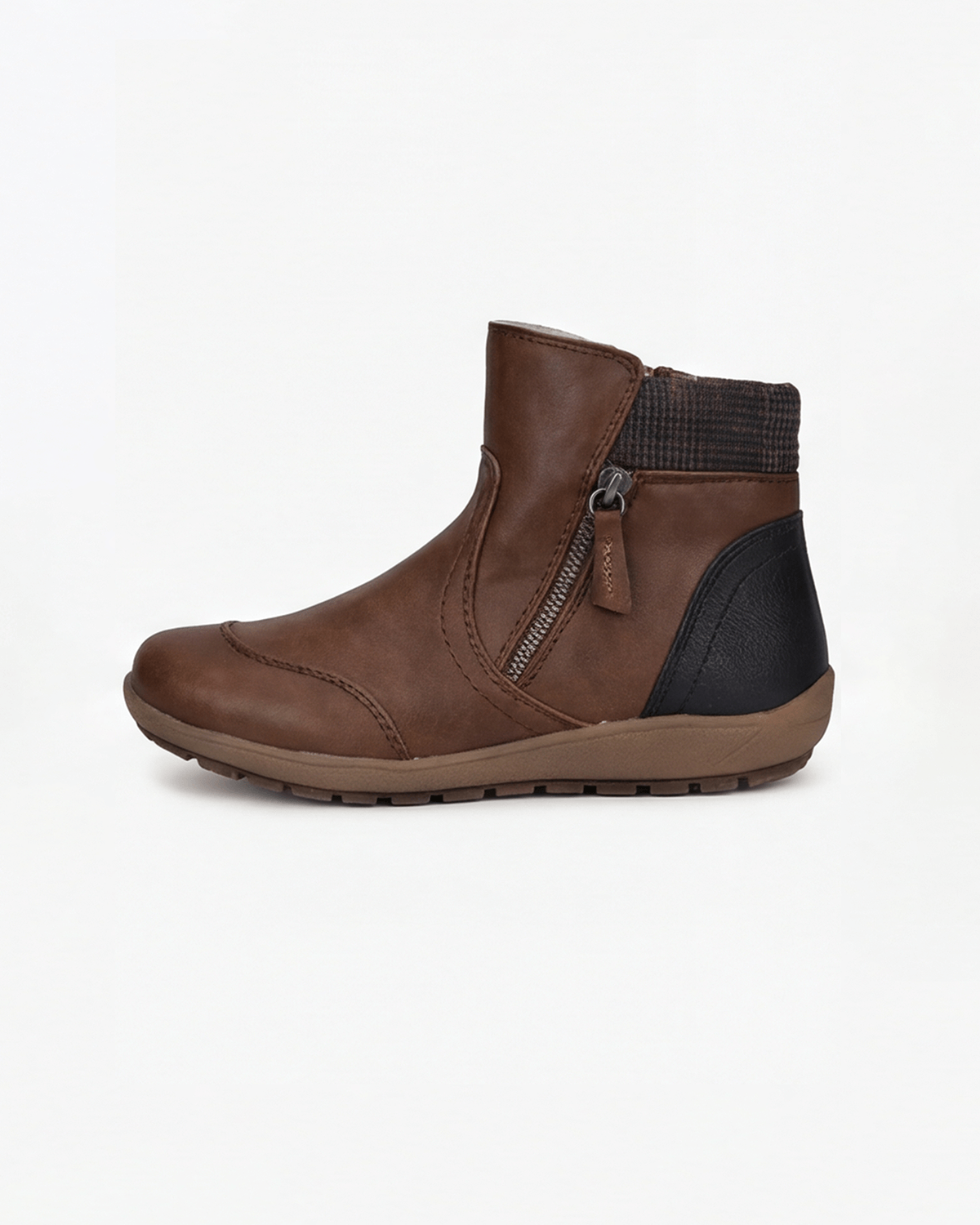 Women’s Ankle Boots- Knit-Cuff Side-Zip