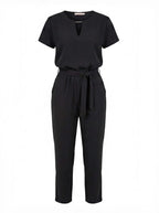 Women’s Jumpsuit – Elegant Tailored Short-Sleeve Jumpsuit