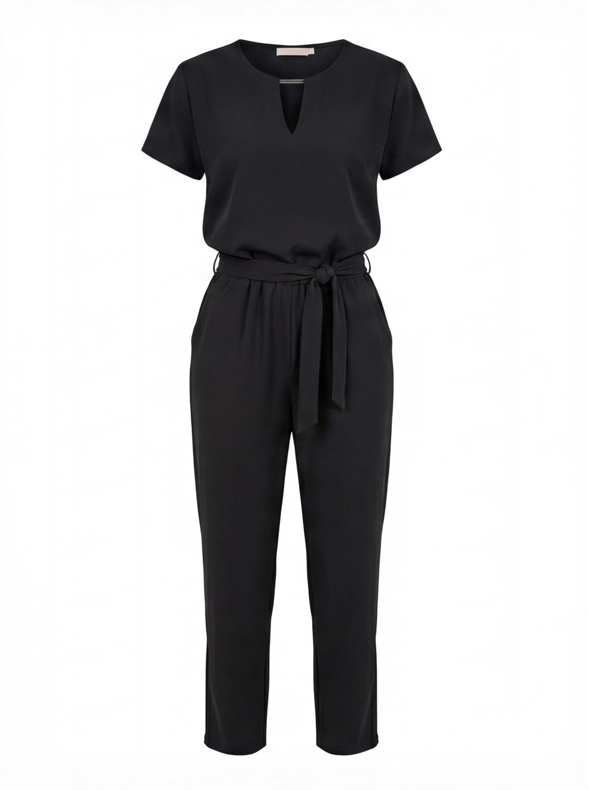 Women’s Jumpsuit – Elegant Tailored Short-Sleeve Jumpsuit