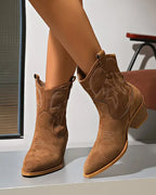 Savannah Suede Cowboy Ankle Boots