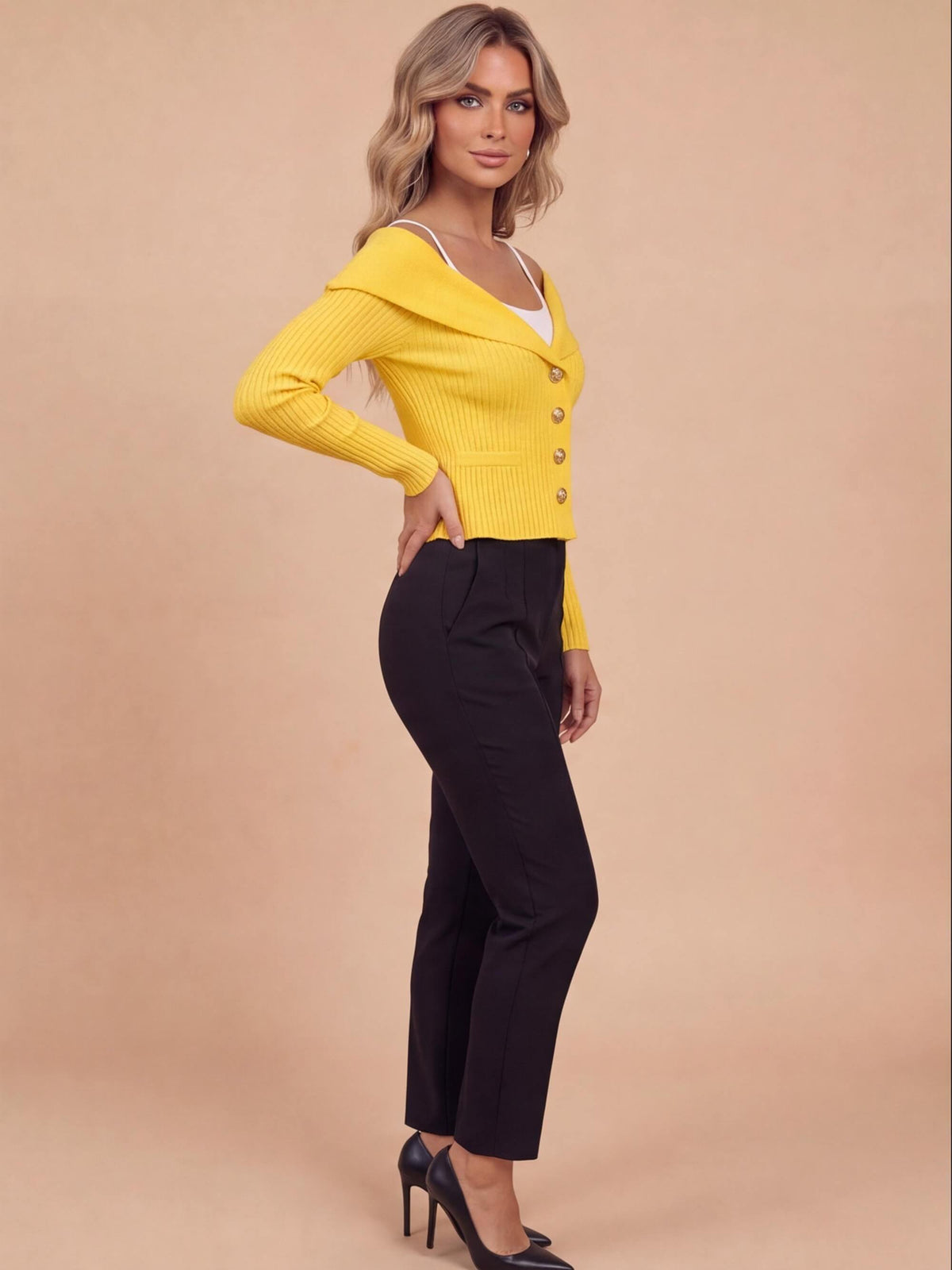 Women’s Ribbed Knit Button-Up Cardigan