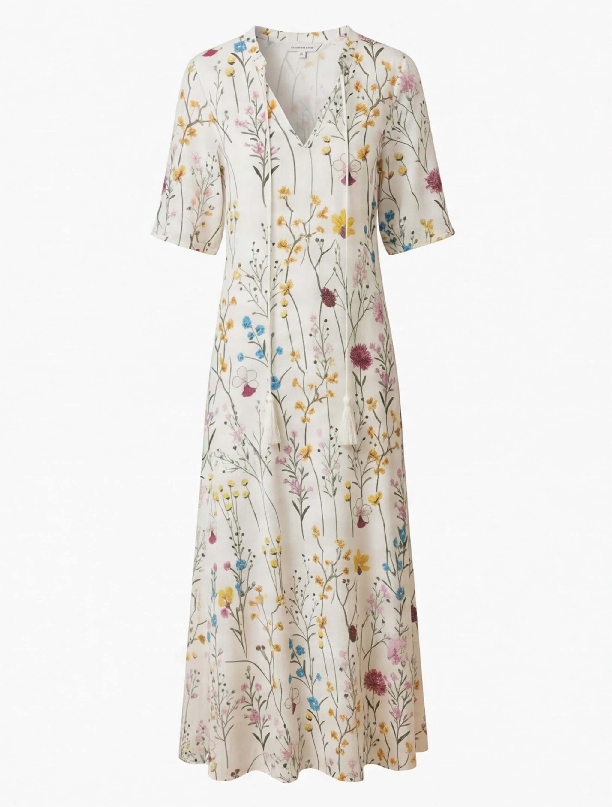 Women’s Dress – Boho Maxi Dress with Tassel Detail