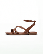 Women’s Flat Sandals- Crisscross Ankle-Strap