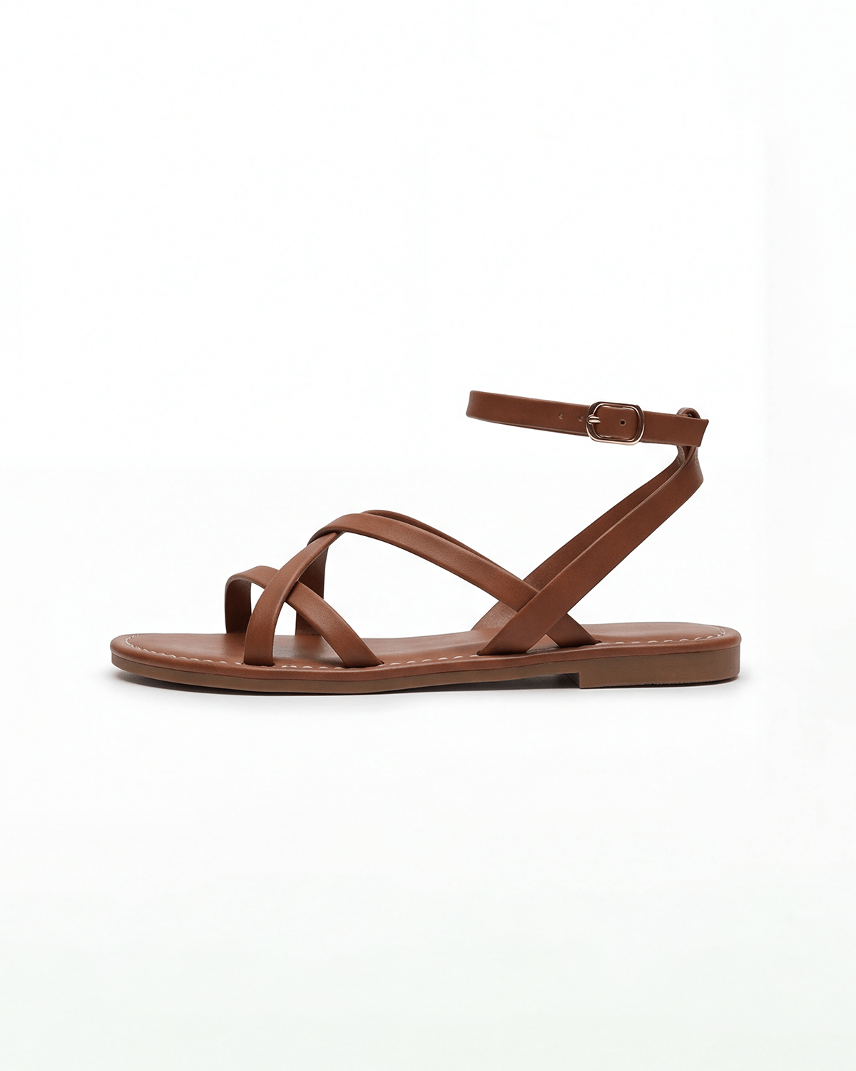 Women’s Flat Sandals- Crisscross Ankle-Strap