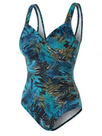 Women’s Tropical Leaf Wrap One-Piece Swimsuit