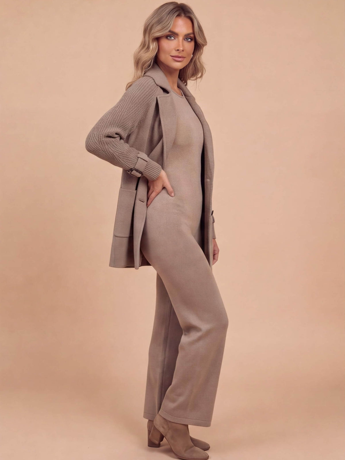 Women’s Belt Detail Button-Up Coat