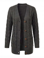 Women’s Cable Knit Cardigan – Button Front & Cozy Loose Fit