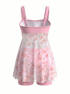 Women’s Floral Tie Front Skirted One-Piece Swimsuit