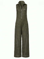Women’s Sleeveless Zip Front Wide-Leg Jumpsuit