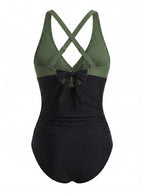 Women’s Wrap Front Contrast One-Piece Swimsuit