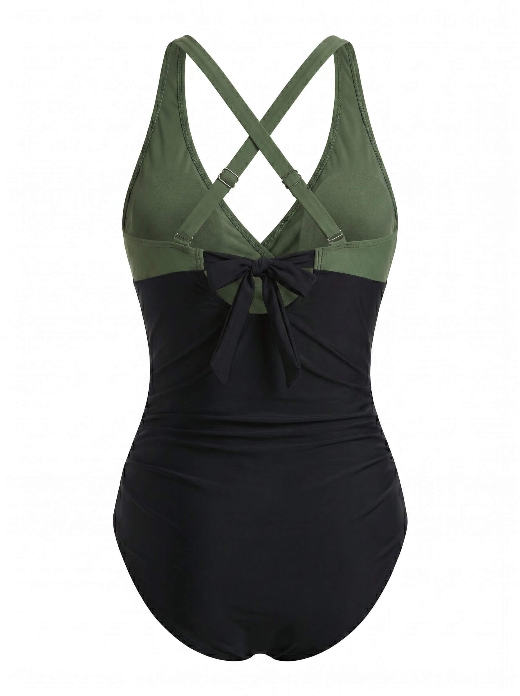Women’s Wrap Front Contrast One-Piece Swimsuit