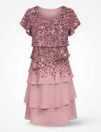 Women’s Dress – Floral Ruffle Layered Dress